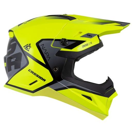 Motocross Helmet CASSIDA CROSS CUP 2 NAPA JUNIOR yellow fluo/black/pearl gray M