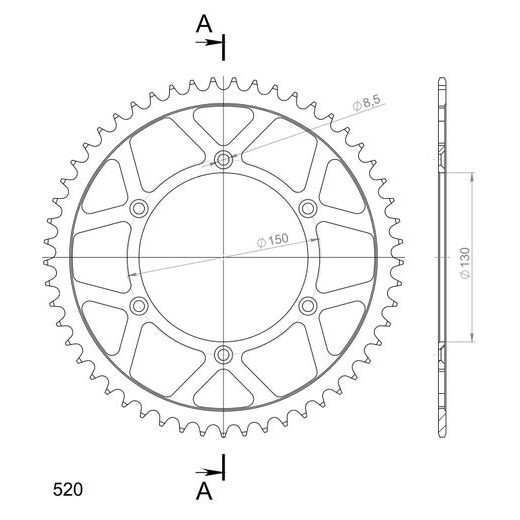 Ketten Rad SUPERSPROX RFE-245:53-BLK schwarz 53T, 520