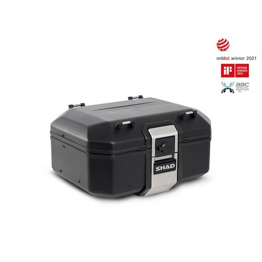 Complete set of aluminum cases SHAD TERRA BLACK, 37L topcase + 47L / 47L side cases, including mounting kit and plate SHAD SUZUKI DL 1000 V-Strom/ DL 1050 V-Strom