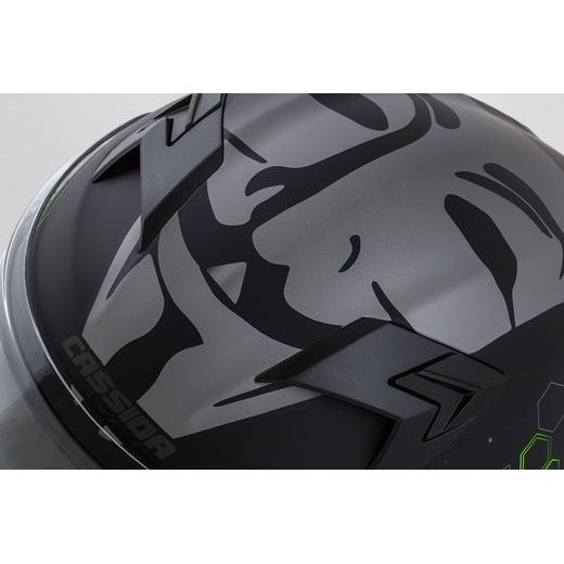 Full face helmet CASSIDA INTEGRAL 3.0 HACK matt black /green 2XL