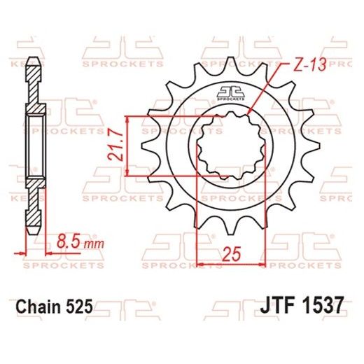 Ritzel JT JTF 1537-16RB 16T, 525 rubber cushioned