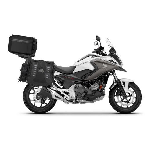 Set of SHAD TERRA TR40 adventure saddlebags and SHAD TERRA aluminium top case TR55 PURE BLACK, including mounting kit SHAD HONDA NC 750X