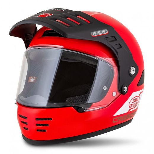 Motocross Helmet CASSIDA FORMX JAWA ROTAX red/ white/ gold/ black matt peak XL