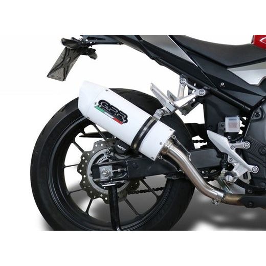 Slip-on exhaust GPR ALBUS CERAMIC E5.H.254.ALB White glossy including removable db killer and link pipe