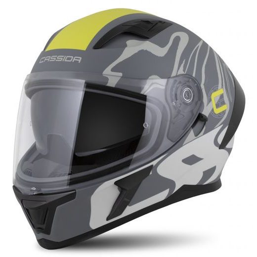 Full face helmet CASSIDA Orbit Multivers gray matt,gray,yellow fluo,black 2XL