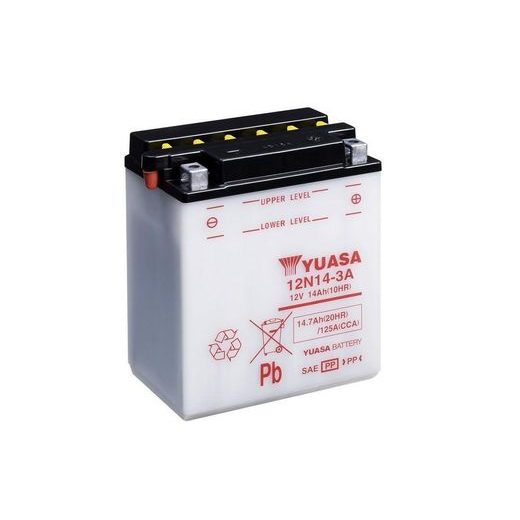 Conventional 12V battery with acid YUASA 12N14-3A