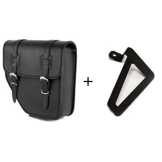 Leder-Satteltasche CUSTOMACCES IBIZA APM002N schwarz left, with universal support