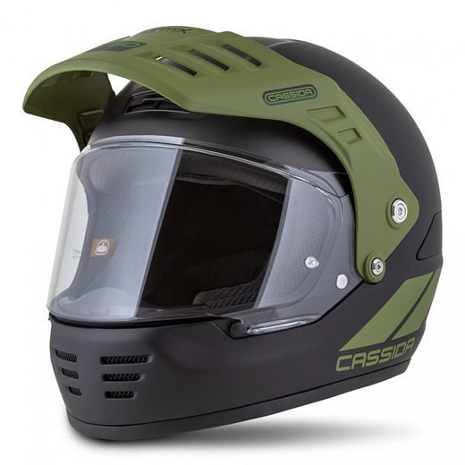 Motocross Helmet CASSIDA FORMX FLATOUT black matt/ green/ green matt peak 2XL