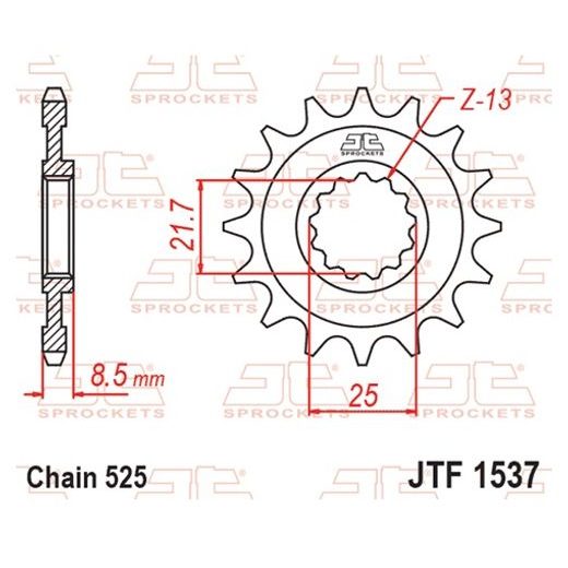 Ritzel JT JTF 1537-17RB 17T, 525 rubber cushioned
