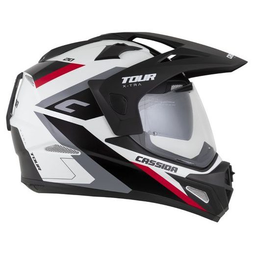 Motocross Helmet CASSIDA TOUR 2.0 X-TRA white/red/black/black matt peak 2XL
