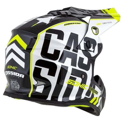 Motocross Helmet CASSIDA CROSS CUP SONIC black /white /fluo yellow L