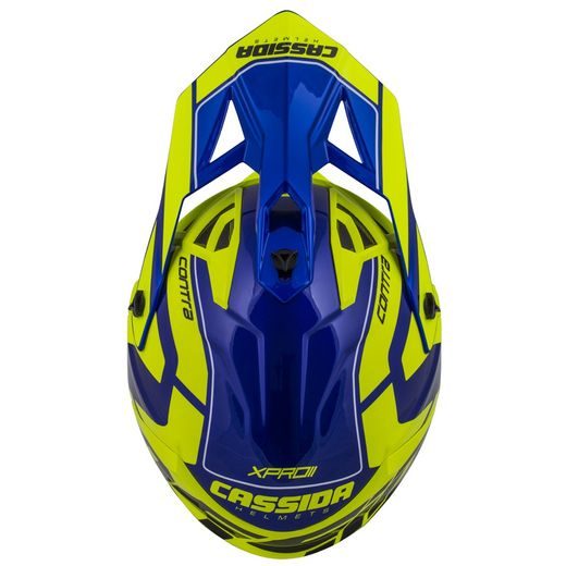 Motocross Helmet CASSIDA Cross Pro II Contra fluo yellow/ blue/ black/ white XL