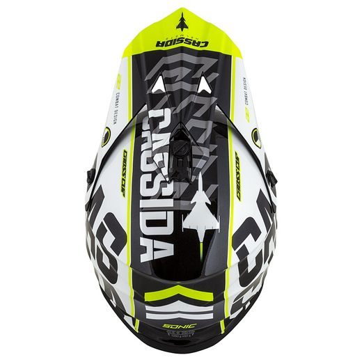 Motocross Helmet CASSIDA CROSS CUP SONIC black /white /fluo yellow M
