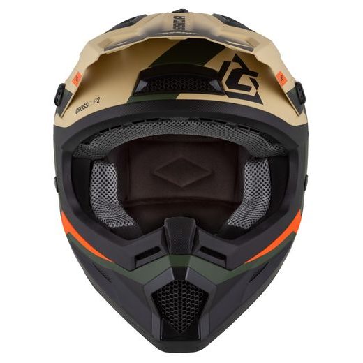 Motocross Helmet CASSIDA CROSS CUP 2 NAPA sand/ green/ orange/ black matt L
