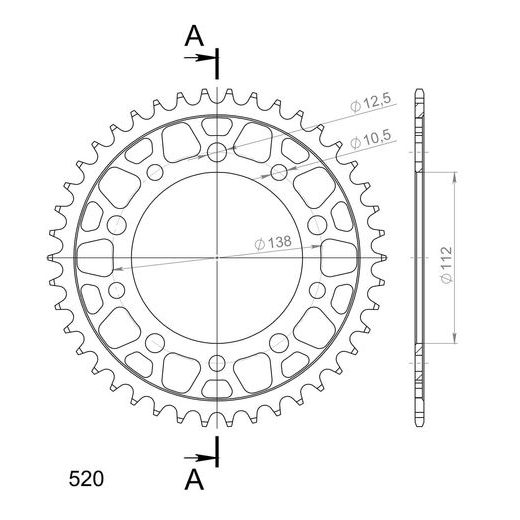 Ketten Rad SUPERSPROX RFE-1303:42-BLK schwarz 42T, 520