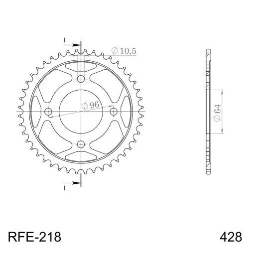 Ketten Rad SUPERSPROX RFE-218:44-BLK schwarz 44T, 428