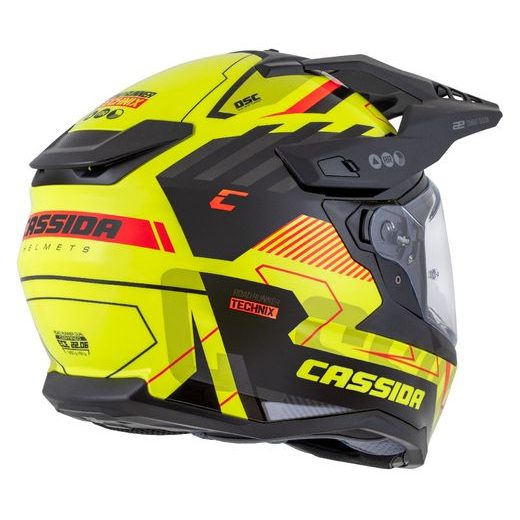 Motocross Helmet CASSIDA ROAD RUNNER TechniX yellow fluo/ black/ orange/ grey/ black matt peak S