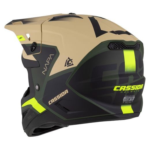 Motocross Helmet CASSIDA CROSS CUP 2 NAPA sand/ green/ yellow fluo/ black matt XS