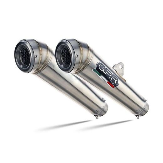 Dual slip-on exhaust GPR POWERCONE EVO E4.ROY.7.CAT.PCEV Brushed Stainless steel including removable db killer, link pipe and catalyst