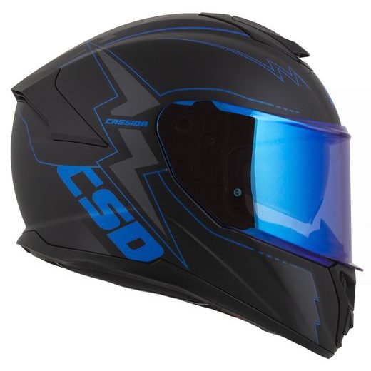 Full face helmet CASSIDA Integral GT 2.1 Flash matt black/ metallic blue/ dark grey 3XL