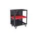 Trolley with 3 shelves LV8 EQC3RS.7605.R L800 black with red shelves