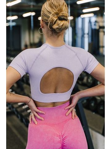 Sportovní tričko Fitko je láska - fialové s dírou jako hrom na zádech