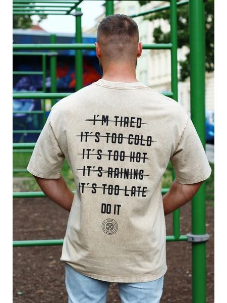 Pánské tričko Fitko je láska No Excuses - beige