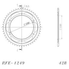 Řetězová rozeta SUPERSPROX RFE-1249:51-BLK černý 51 zubů, 428