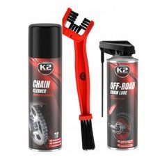 K2 Mazivo + Čistič + Kartáč na motocyklový řetěz