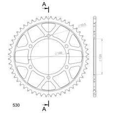 Řetězová rozeta SUPERSPROX RFE-499:52-BLK černý 52 zubů, 530