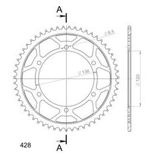 Řetězová rozeta SUPERSPROX RFE-1847:55-BLK černý 55 zubů, 428