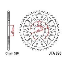 Hliníková řetězová rozeta JT JTA 890-42BLK 42)T, nt((520 černá
