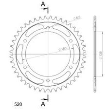 Řetězová rozeta SUPERSPROX RFE-5:44-BLK černý 44 zubů, 520