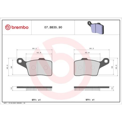Brzdové destičky BREMBO 07BB3590 GENUINE