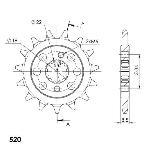 Řetězová sada EK - stříbrný řetěz 520 SRX, X-kroužek, kolečko SUPERSPROX, rozeta SUPERSPROX pro KTM RC 390 2020