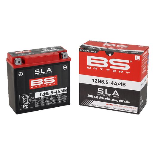 Továrně aktivovaná motocyklová baterie BS-BATTERY 12N5.5-4A (FA) SLA