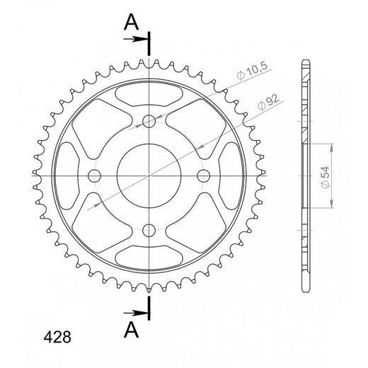 Řetězová rozeta SUPERSPROX RFE-835:47-BLK černý 47 zubů, 428