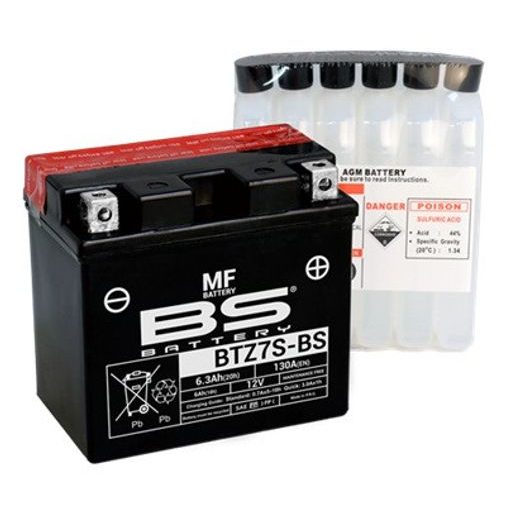 Bezúdržbová motocyklová baterie - max. 20° náklon BS-BATTERY BTZ7S-BS (YTZ7S-BS)