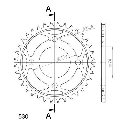 Řetězová rozeta SUPERSPROX RFE-854:36-BLK černý 36 zubů, 530