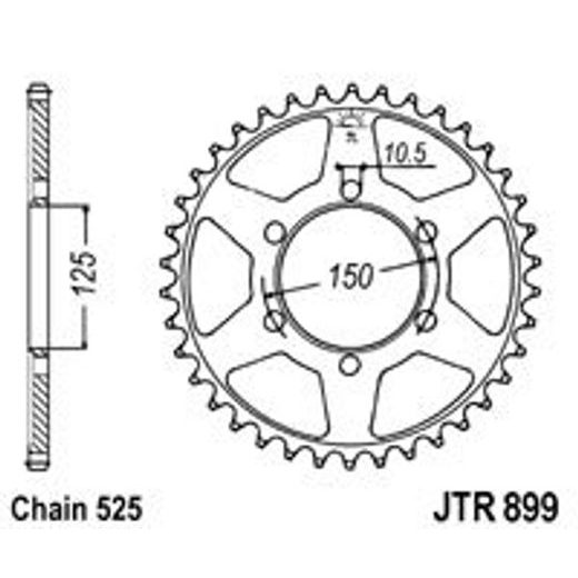 Řetězová sada EK - zlatý řetěz 525 SRX, X-kroužek, kolečko JT pogumované, rozeta JT pro KTM Adventure 950 / S 2004-2006
