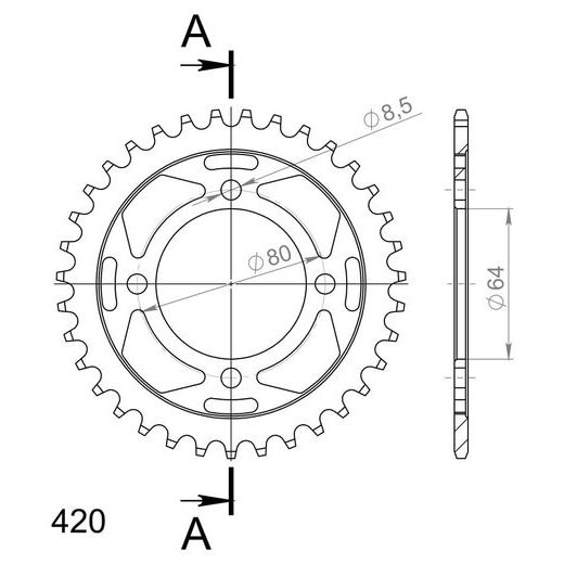 Řetězová sada EK - stříbrný řetěz 420 DEH, Netěsněný, kolečko JT, rozeta SUPERSPROX pro YAMAHA TT-R 110 E 2008-2025