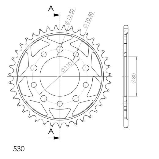 Řetězová rozeta SUPERSPROX RFE-1334:39-BLK černý 39 zubů, 530