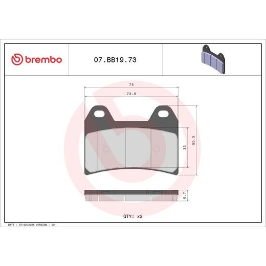 Brzdové destičky BREMBO 07BB1973 GENUINE