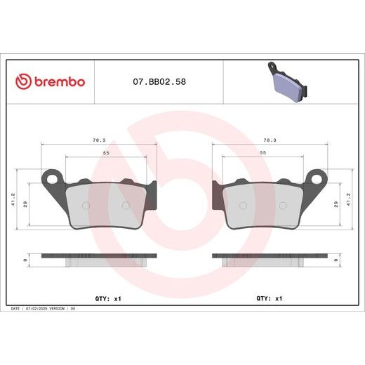 Brzdové destičky BREMBO 07BB0258 GENUINE