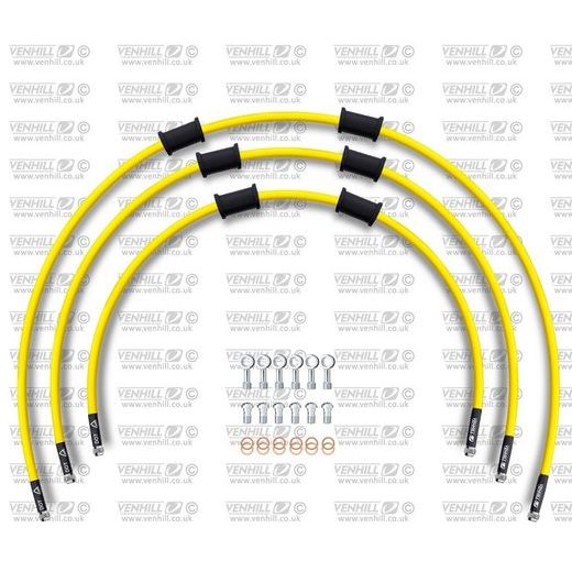 STANDARD Hadice přední brzdy sada Venhill POWERHOSEPLUS SUZ-14003F-YE (3 hadice v sadě) žluté hadice, chromové koncovky