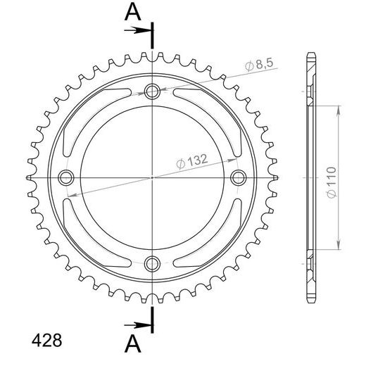 Řetězová sada EK - stříbrný řetěz 428 SHDR, Netěsněný, kolečko SUPERSPROX, rozeta SUPERSPROX pro KTM SX 85 2004-2017
