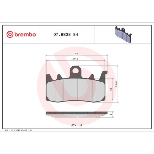 Brzdové destičky BREMBO 07BB3884 GENUINE