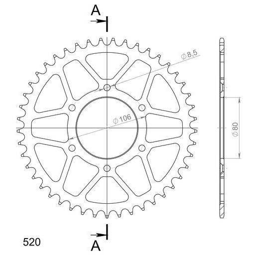Řetězová sada EK - stříbrný řetěz 520 H, Netěsněný, kolečko SUPERSPROX, rozeta SUPERSPROX pro APRILIA MX 125 2004