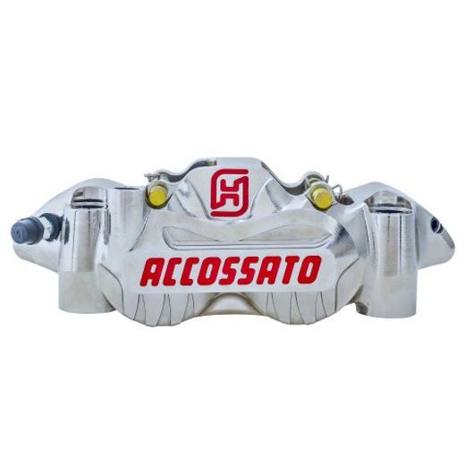 Radiální brzdové třmeny ACCOSSATO PZ010 CNC obráběný monoblok rozteč 108 mm s titanovými pístky, offset 21 mm