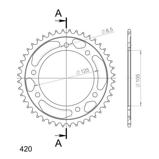 Řetězová rozeta SUPERSPROX RFE-1131:44-BLK černý 44 zubů, 420
